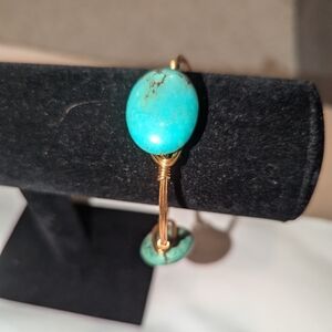 Bourbon And Bowtie Turquoise and Gold Wire Bracelet